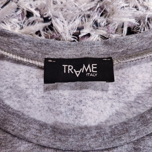 Trame Cut-Out Sleeve Pleated Black and Grey Formal Sweatshirt Made in Italy - Picture 3 of 9